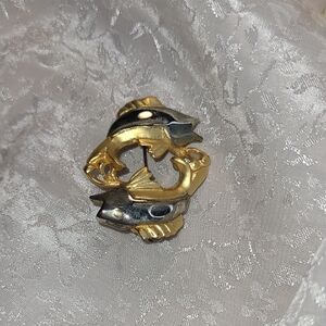 Gold and SilverToned Pisces Fish Brooch